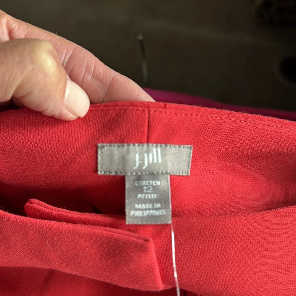 NWT J. Jill pants trousers Womens 12P Stretch Flat front Office Career Sangria - Picture 5 of 10